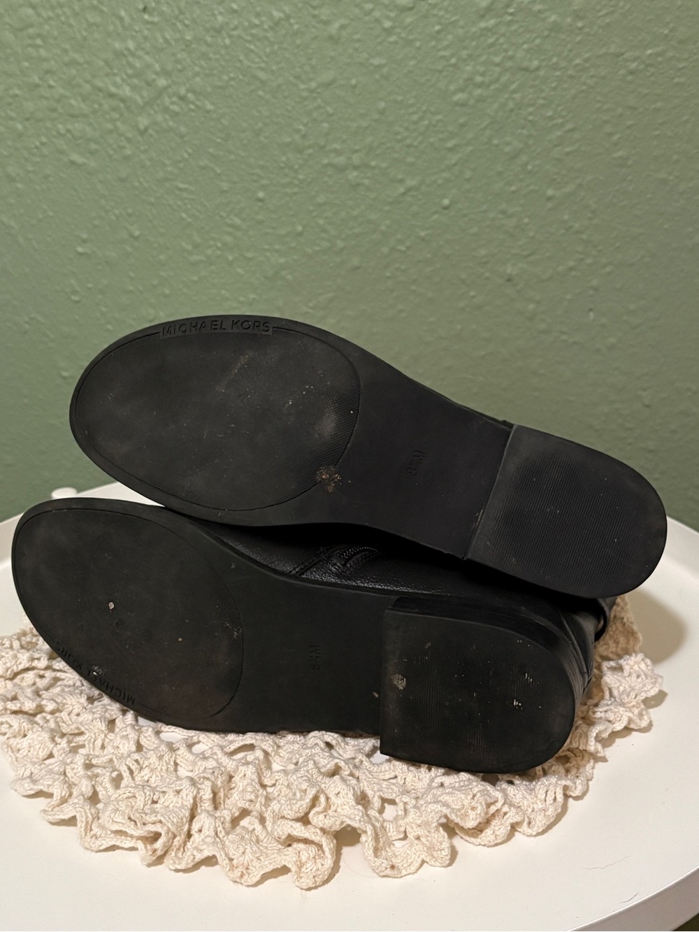 Michael Kors Black Leather Ankle Booties with Signature Hardware - Picture 4 of 9